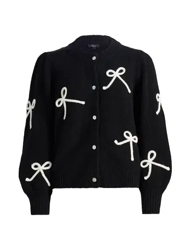 Rails Women's Francesca Bow-Embroidered Cardigan - Black | Thumbnail 1