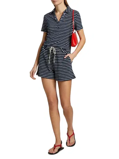 RAILS Women's Teddy Striped Cotton Terry Shorts - Navy Ivory Stripe - Size XS | Thumbnail 2