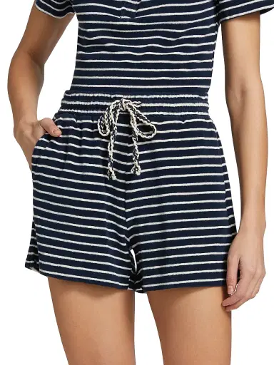 RAILS Women's Teddy Striped Cotton Terry Shorts - Navy Ivory Stripe - Size XS | Thumbnail 3
