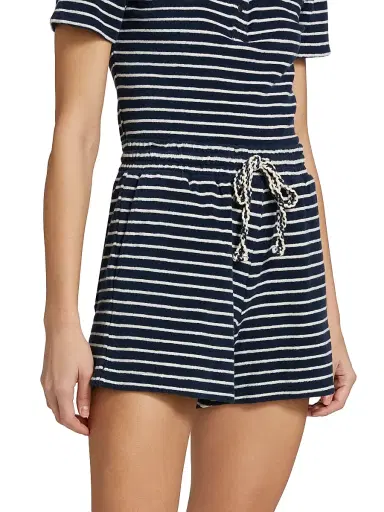 RAILS Women's Teddy Striped Cotton Terry Shorts - Navy Ivory Stripe - Size XS | Thumbnail 4