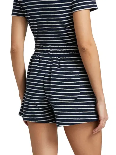 RAILS Women's Teddy Striped Cotton Terry Shorts - Navy Ivory Stripe - Size XS | Thumbnail 5