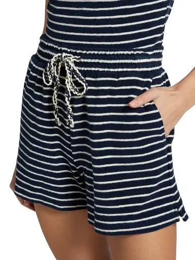 RAILS Women's Teddy Striped Cotton Terry Shorts - Navy Ivory Stripe - Size XS | Thumbnail 6