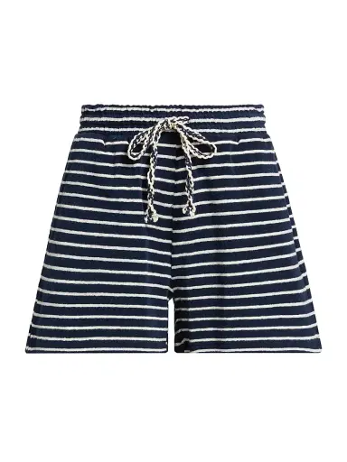 RAILS Women's Teddy Striped Cotton Terry Shorts - Navy Ivory Stripe - Size XS | Thumbnail 1