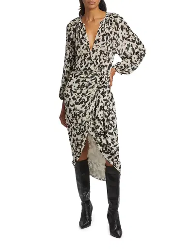 RAILS Women's Tyra Tie-Waist Print Midi-Dress - Blurred Cheetah - Size XS | Thumbnail 2