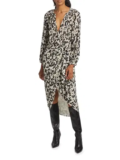 RAILS Women's Tyra Tie-Waist Print Midi-Dress - Blurred Cheetah - Size XS | Thumbnail 3