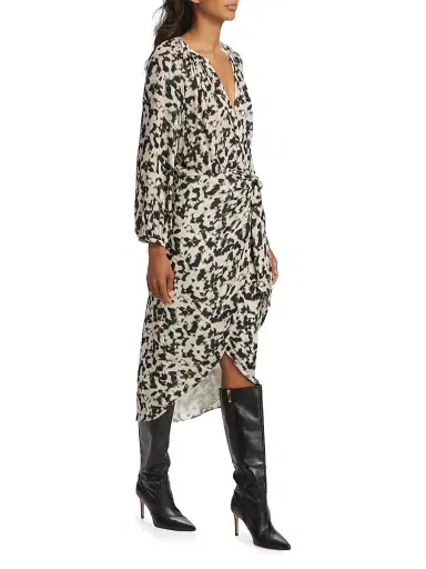 RAILS Women's Tyra Tie-Waist Print Midi-Dress - Blurred Cheetah - Size XS | Thumbnail 4