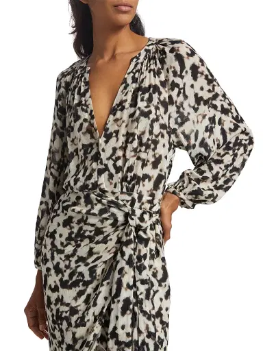 RAILS Women's Tyra Tie-Waist Print Midi-Dress - Blurred Cheetah - Size XS | Thumbnail 6