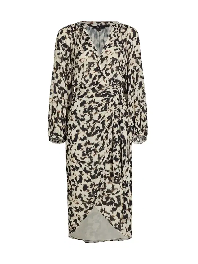 Rails Women's Tyra Tie-Waist Print Midi-Dress - Blurred Cheetah
