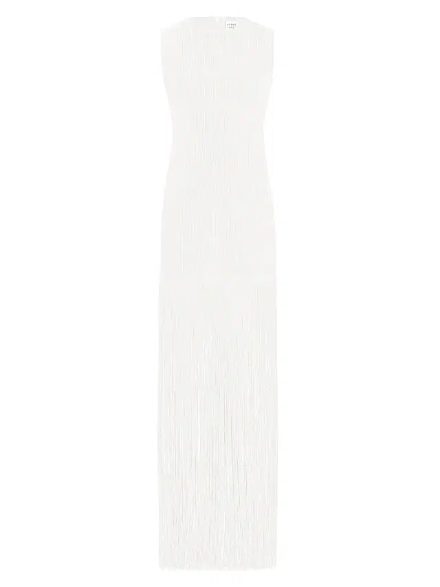 Hervé Léger Women's Ottoman-Knit Fringe Maxi Dress - Alabaster