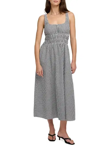 Favorite Daughter Women's The Swoon Gingham Cotton Sleeveless Midi-Dress - Navy White - Size XL | Thumbnail 3 Favorite Daughter Women's The Swoon Gingham Cotton Sleeveless Midi-Dress - Navy White - Size XL | Thumbnail 3