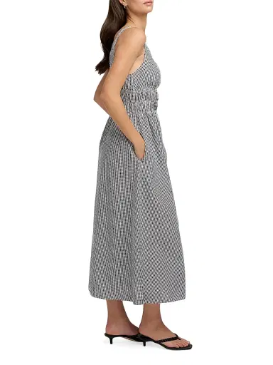 Favorite Daughter Women's The Swoon Gingham Cotton Sleeveless Midi-Dress - Navy White - Size XL | Thumbnail 4 Favorite Daughter Women's The Swoon Gingham Cotton Sleeveless Midi-Dress - Navy White - Size XL | Thumbnail 4