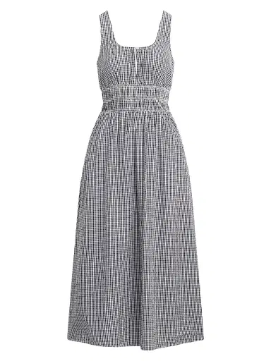 Favorite Daughter Women's The Swoon Gingham Cotton Sleeveless Midi-Dress - Navy White - Size XL | Thumbnail 1 Favorite Daughter Women's The Swoon Gingham Cotton Sleeveless Midi-Dress - Navy White - Size XL | Thumbnail 1