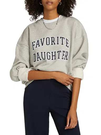 Favorite Daughter Women's Collegiate Oversized Logo Cotton-Blend Sweatshirt - Heather Grey - Size XS | Thumbnail 3 Favorite Daughter Women's Collegiate Oversized Logo Cotton-Blend Sweatshirt - Heather Grey - Size XS | Thumbnail 3