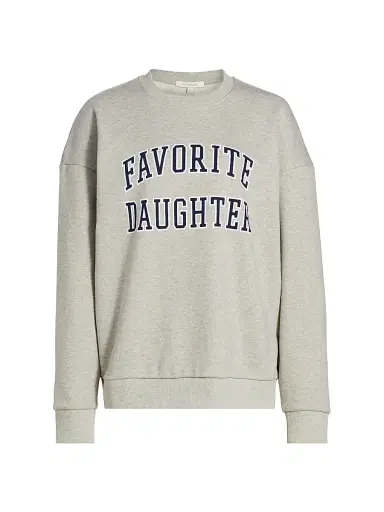 Favorite Daughter Women's Collegiate Oversized Logo Cotton-Blend Sweatshirt - Heather Grey - Size XS | Thumbnail 1 Favorite Daughter Women's Collegiate Oversized Logo Cotton-Blend Sweatshirt - Heather Grey - Size XS | Thumbnail 1