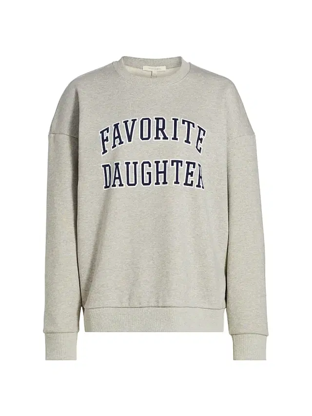 Favorite Daughter Women's Collegiate Oversized Logo Cotton-Blend Sweatshirt - Heather Grey