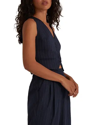 Favorite Daughter Women's The Favorite Pinstriped Crop Vest - Navy Pinstripe - Size Medium | Thumbnail 3 Favorite Daughter Women's The Favorite Pinstriped Crop Vest - Navy Pinstripe - Size Medium | Thumbnail 3