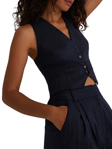 Favorite Daughter Women's The Favorite Pinstriped Crop Vest | Thumbnail 4