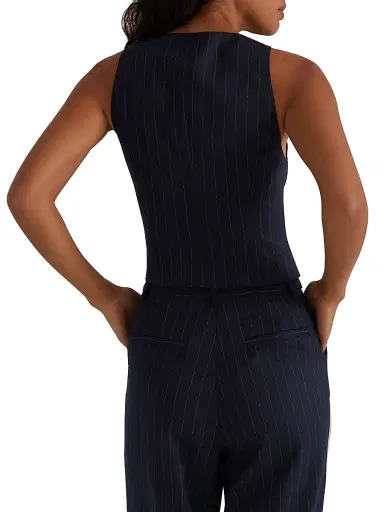 Favorite Daughter Women's The Favorite Pinstriped Crop Vest - Navy Pinstripe - Size Medium | Thumbnail 5 Favorite Daughter Women's The Favorite Pinstriped Crop Vest - Navy Pinstripe - Size Medium | Thumbnail 5