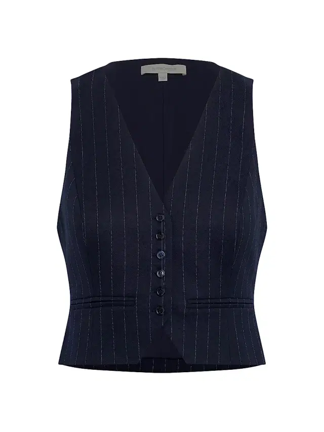 Favorite Daughter Women's The Favorite Pinstriped Crop Vest - Navy Pinstripe