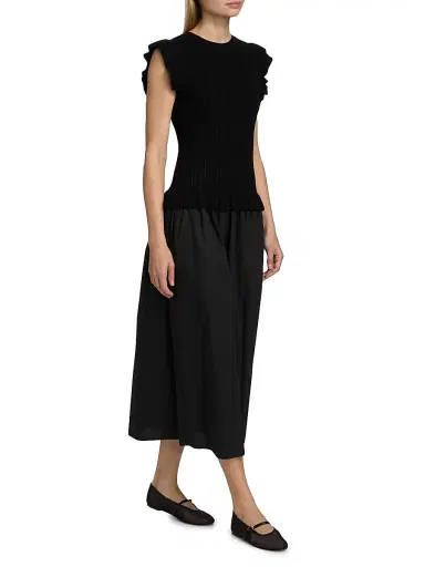 RAILS Women's Deirdre Ruffled Mixed-Media Midi-Dress - Black - Size XS | Thumbnail 2