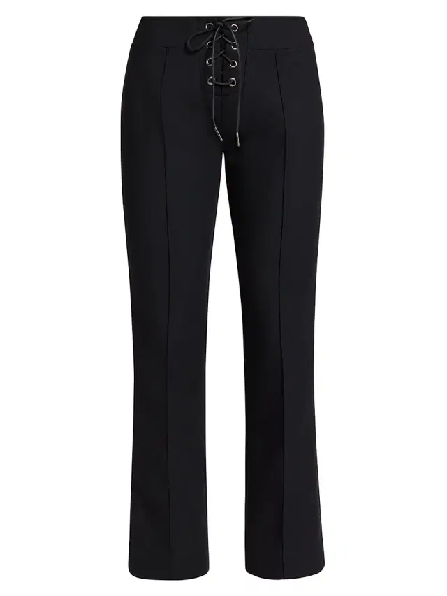 FRAME Women's Lace-Up Cotton-Blend Trousers - Black