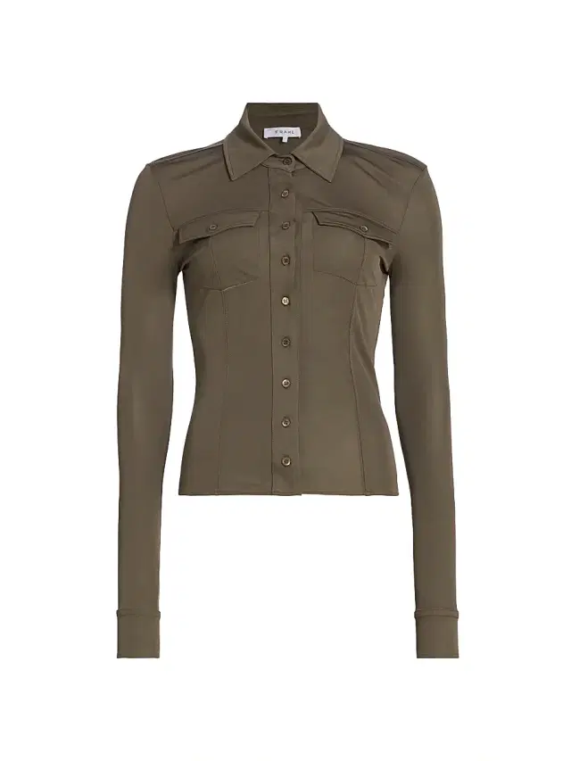 FRAME Women's Jersey Fitted Shirt - Earth