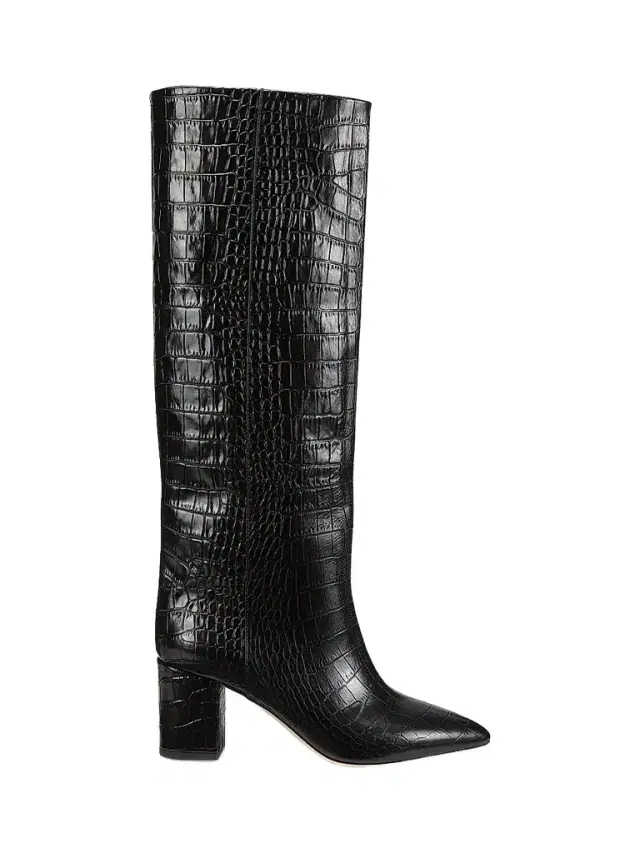 Paris Texas Women's Anja 70MM Crocodile-Embossed Leather Boots - Carbone