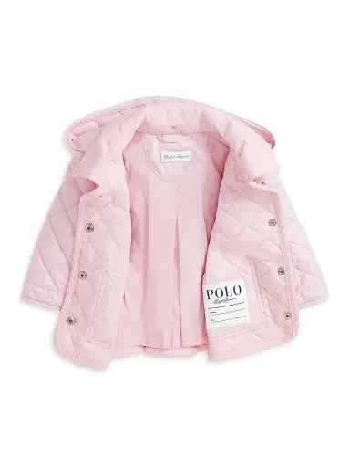 Polo Ralph Lauren Baby Girl's Quilted Hooded Jacket - Hint Of Pink 9 Months | Thumbnail 2 Polo Ralph Lauren Baby Girl's Quilted Hooded Jacket - Hint Of Pink 9 Months | Thumbnail 2