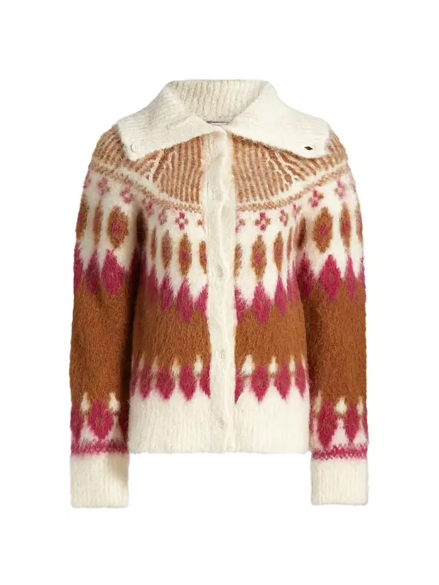 Naadam Women's Luxe Brushed Alpaca Wool Blend Reversible Cardigan - Pink Combo