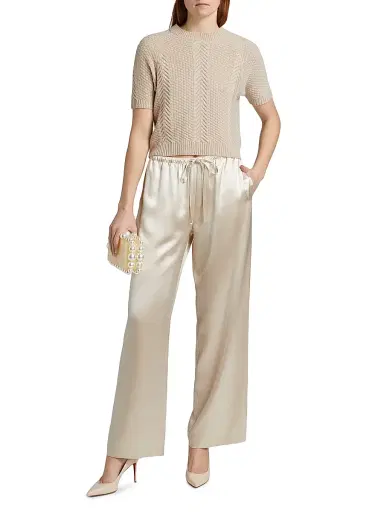 SPRWMN Women's Kauai Silk Wide-Leg Pants - Champagne | Thumbnail 2 SPRWMN Women's Kauai Silk Wide-Leg Pants - Champagne | Thumbnail 2