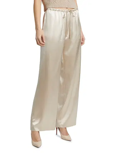SPRWMN Women's Kauai Silk Wide-Leg Pants - Champagne | Thumbnail 4 SPRWMN Women's Kauai Silk Wide-Leg Pants - Champagne | Thumbnail 4