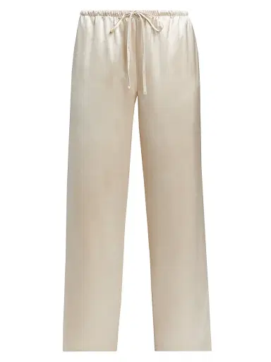 SPRWMN Women's Kauai Silk Wide-Leg Pants - Champagne | Thumbnail 1 SPRWMN Women's Kauai Silk Wide-Leg Pants - Champagne | Thumbnail 1