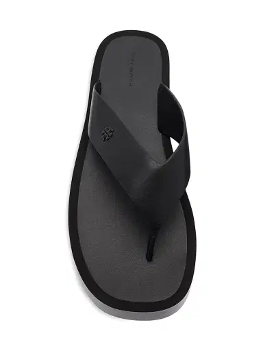 Tory Burch Women's Logo-Medallion Leather Platform Flip-Flops - Black | Thumbnail 5 Tory Burch Women's Logo-Medallion Leather Platform Flip-Flops - Black | Thumbnail 5