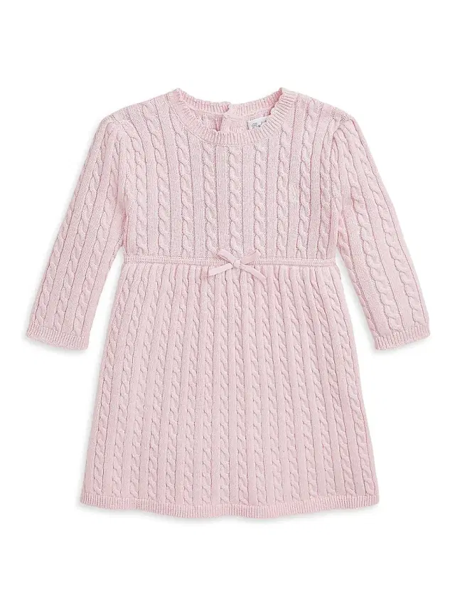 Polo Ralph Lauren Baby Girl's Cable-Knit Bow Sweater Dress - Hint Of Pink 9 Months