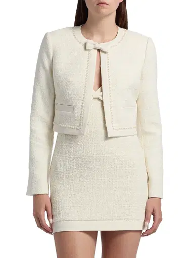 LoveShackFancy Women's Ralphette Tweed Jacket - Cream | Thumbnail 3