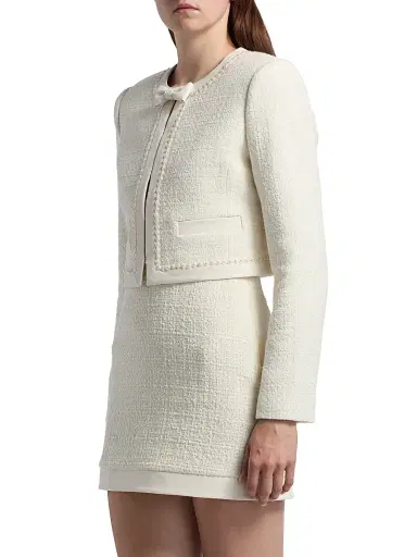 LoveShackFancy Women's Ralphette Tweed Jacket - Cream | Thumbnail 4