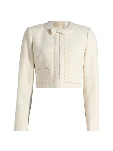 LoveShackFancy Women's Ralphette Tweed Jacket - Cream | Thumbnail 1