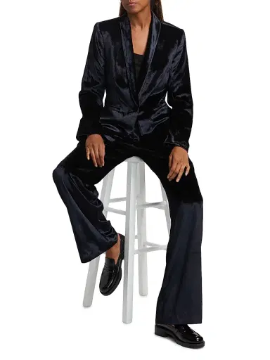 PAIGE Women's Kriselle Velvet Blazer - Midnight | Thumbnail 2