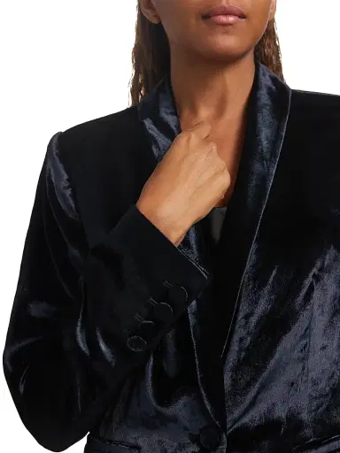 PAIGE Women's Kriselle Velvet Blazer - Midnight | Thumbnail 6