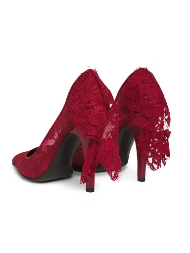 McQueen Women's 100MM Lace Pumps - Crimson | Thumbnail 3 McQueen Women's 100MM Lace Pumps - Crimson | Thumbnail 3