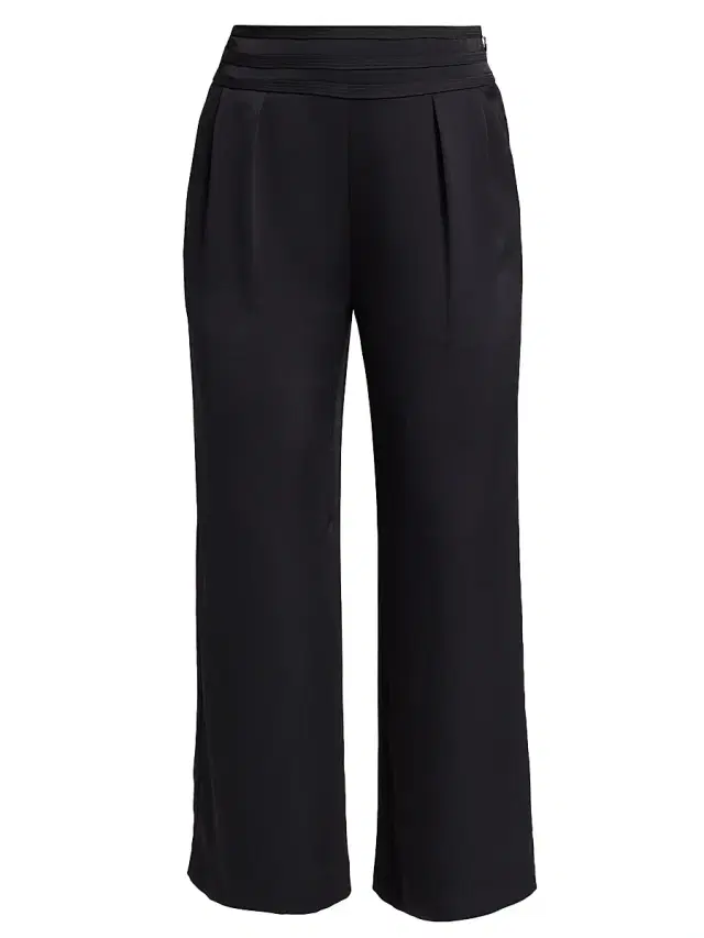 Ramy Brook Women's Joss Cropped Wide-Leg Satin Pants - Black