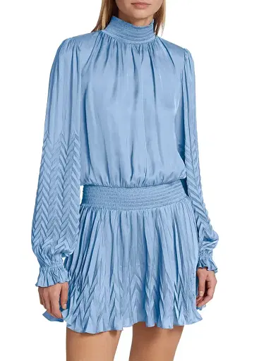 Ramy Brook Women's Sawyer Satin Minidress - Steel Blue - Size XS | Thumbnail 3