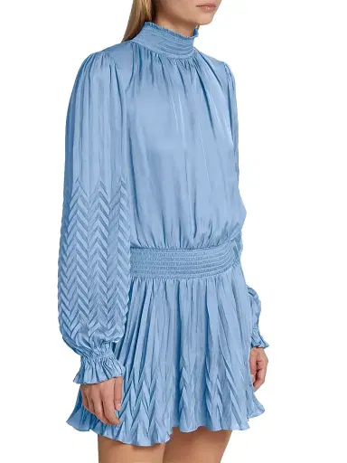 Ramy Brook Women's Sawyer Satin Minidress - Steel Blue - Size XS | Thumbnail 4