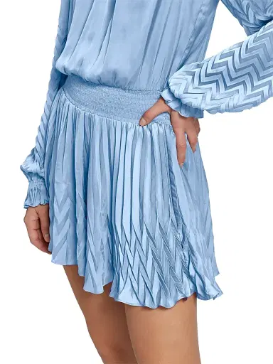 Ramy Brook Women's Sawyer Satin Minidress - Steel Blue - Size XS | Thumbnail 6
