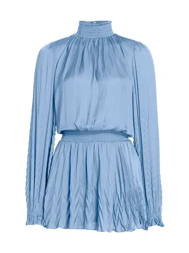 Ramy Brook Women's Sawyer Satin Minidress - Steel Blue - Size XS | Thumbnail 1