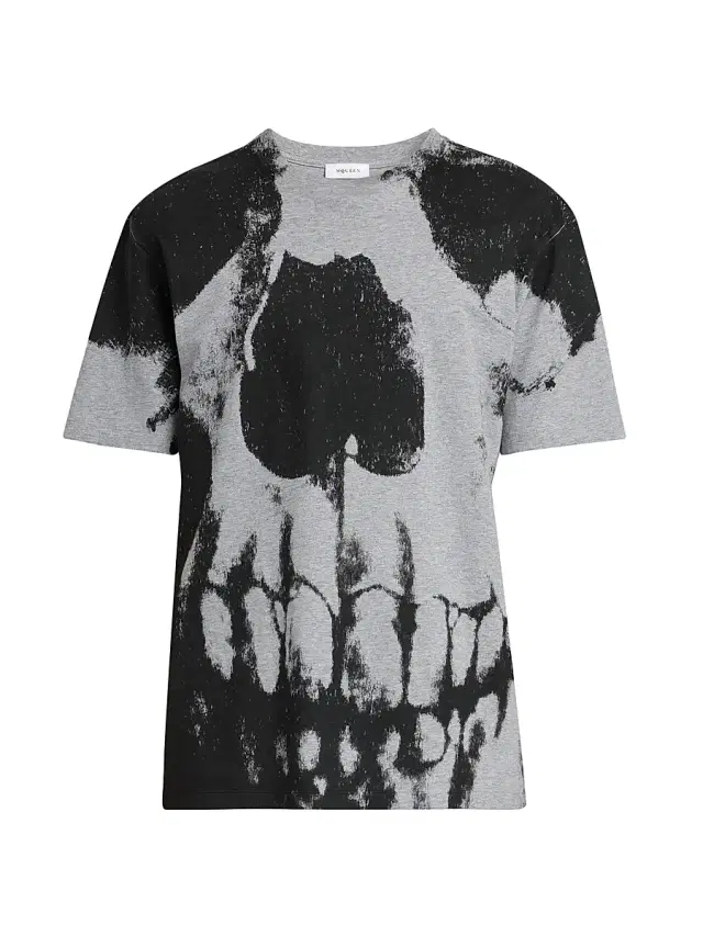 McQueen Men's Skull Cotton Crewneck T-Shirt - Grey