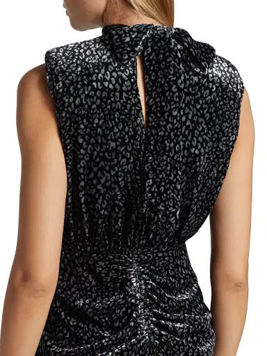 Ramy Brook Women's Lennon Speckled Ruched Midi-Dress - Black Combo Printed Velvet - Size 12 | Thumbnail 6