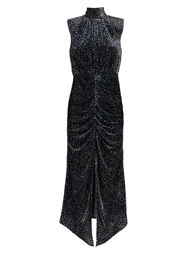 Ramy Brook Women's Lennon Speckled Ruched Midi-Dress - Black Combo Printed Velvet