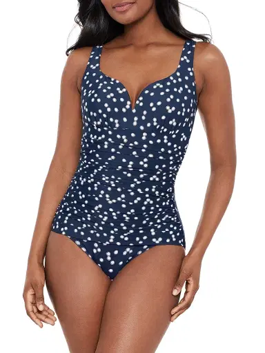 Miraclesuit Swim Women's Luminare Cherie Polka Dot One-Piece Swimsuit - Midnght Blue - Size 8 | Thumbnail 2