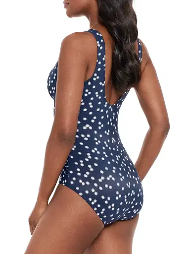 Miraclesuit Swim Women's Luminare Cherie Polka Dot One-Piece Swimsuit - Midnght Blue - Size 8 | Thumbnail 3